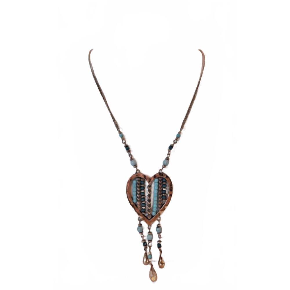 NEW SONYA'S heart necklace in brown/blue/multi